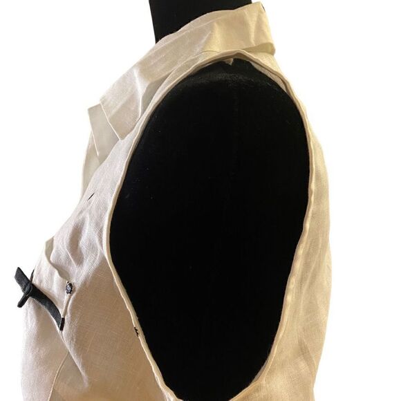 Richard Malcom 100% Irish Linen White with Black‎ Polkadot Sleeveless Top - Picture 6 of 12